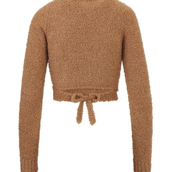 SKIMS Cozy Knit Wrap Top, color camel, cropped size L/XL, NWT - Picture 4 of 11